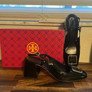 Tory Burch Georgia Slingback 70mm Perfect Black NIB